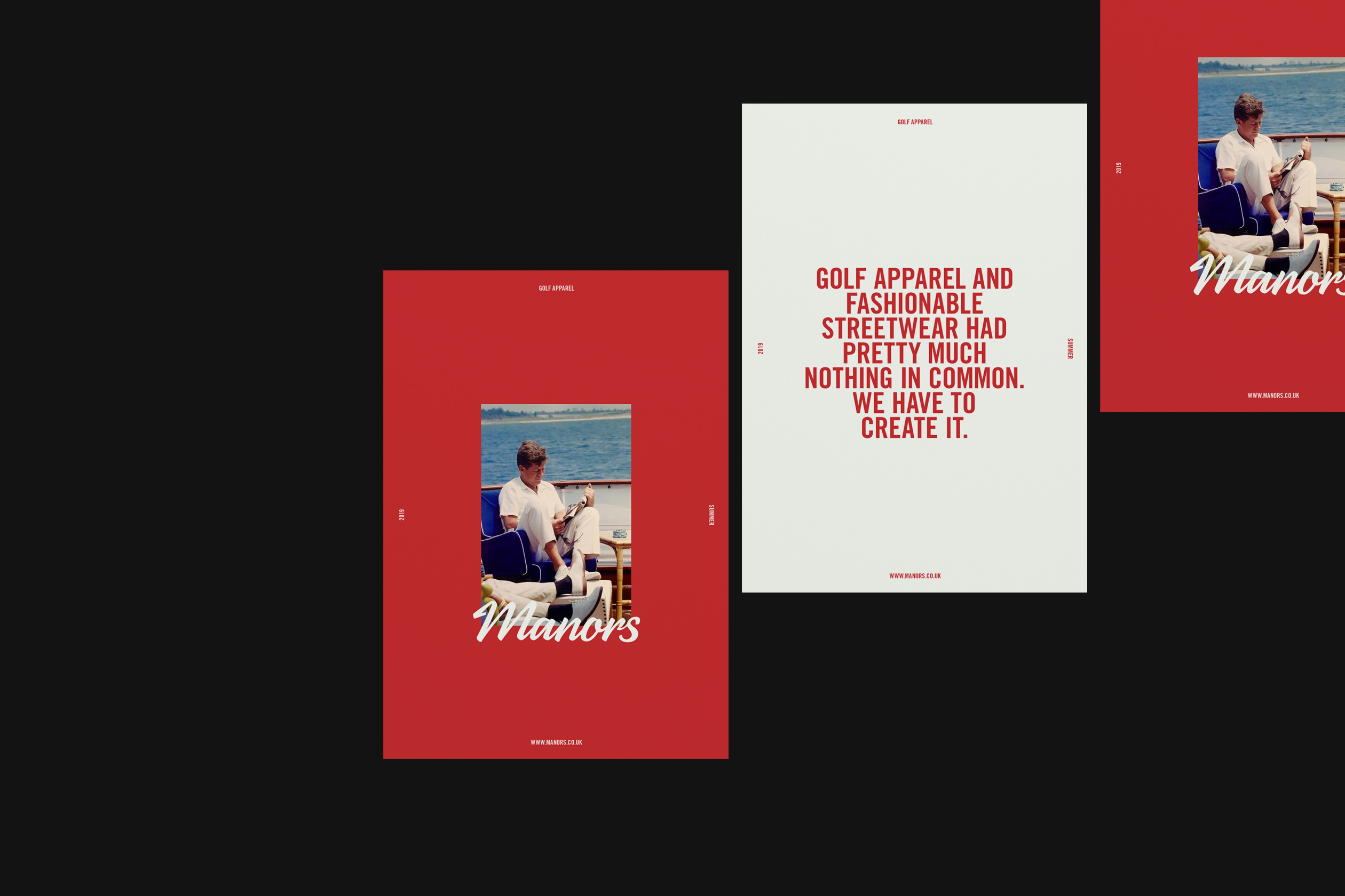 Diseño de marca y web para marca de ropa de Golf Manors UI UX Branding