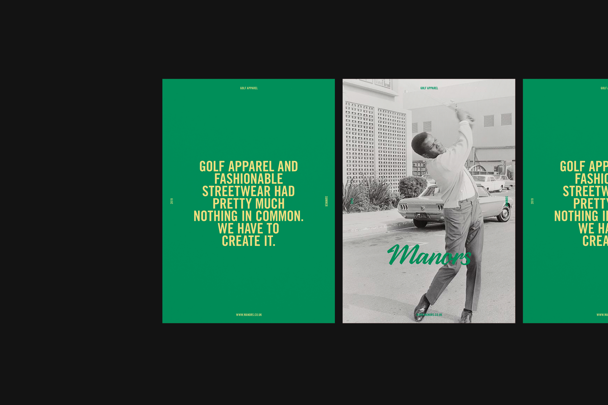 Diseño de marca y web para marca de ropa de Golf Manors UI UX Branding