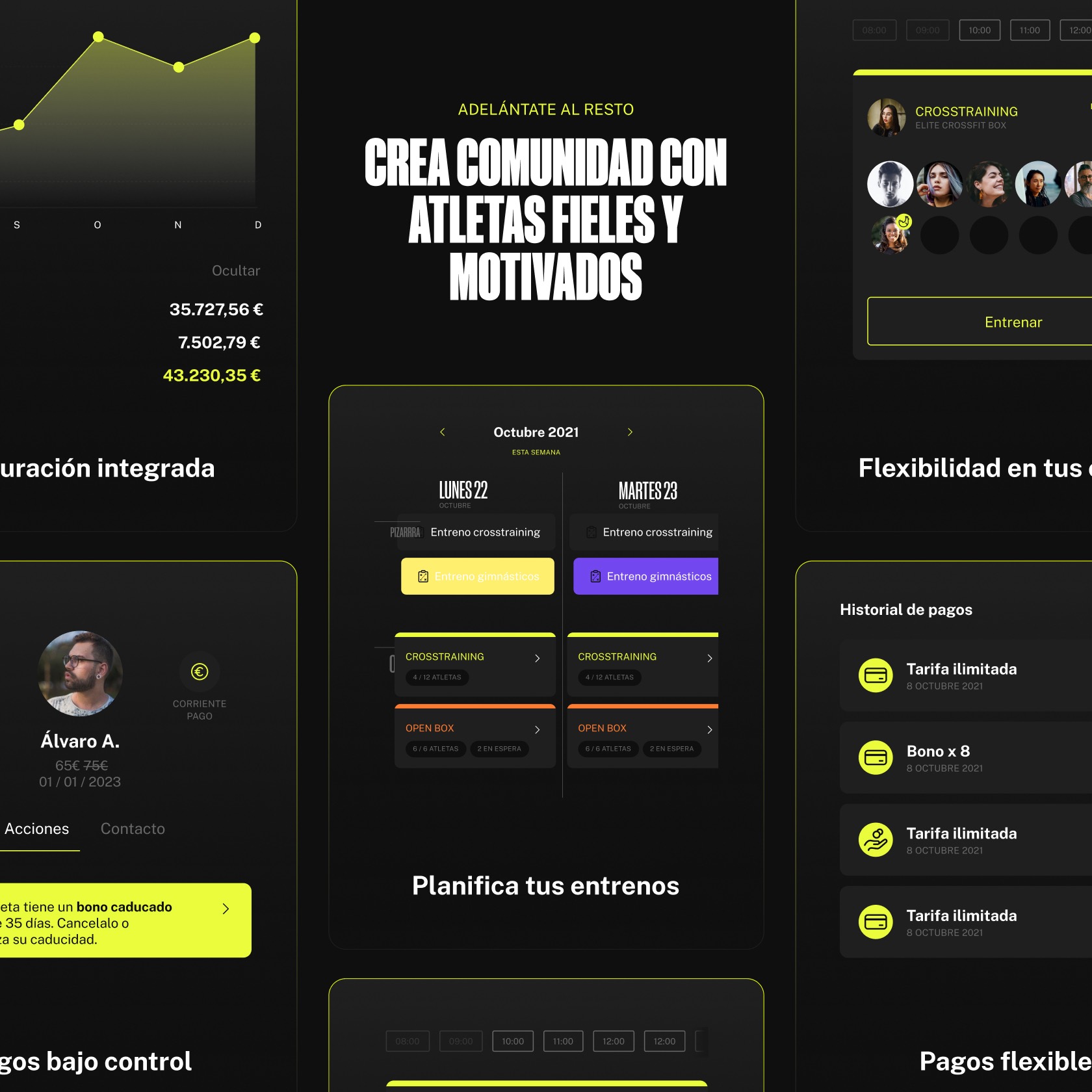 Diseño UI ux APP para Wodbuster plataforma digital para gestión de centros deportivos