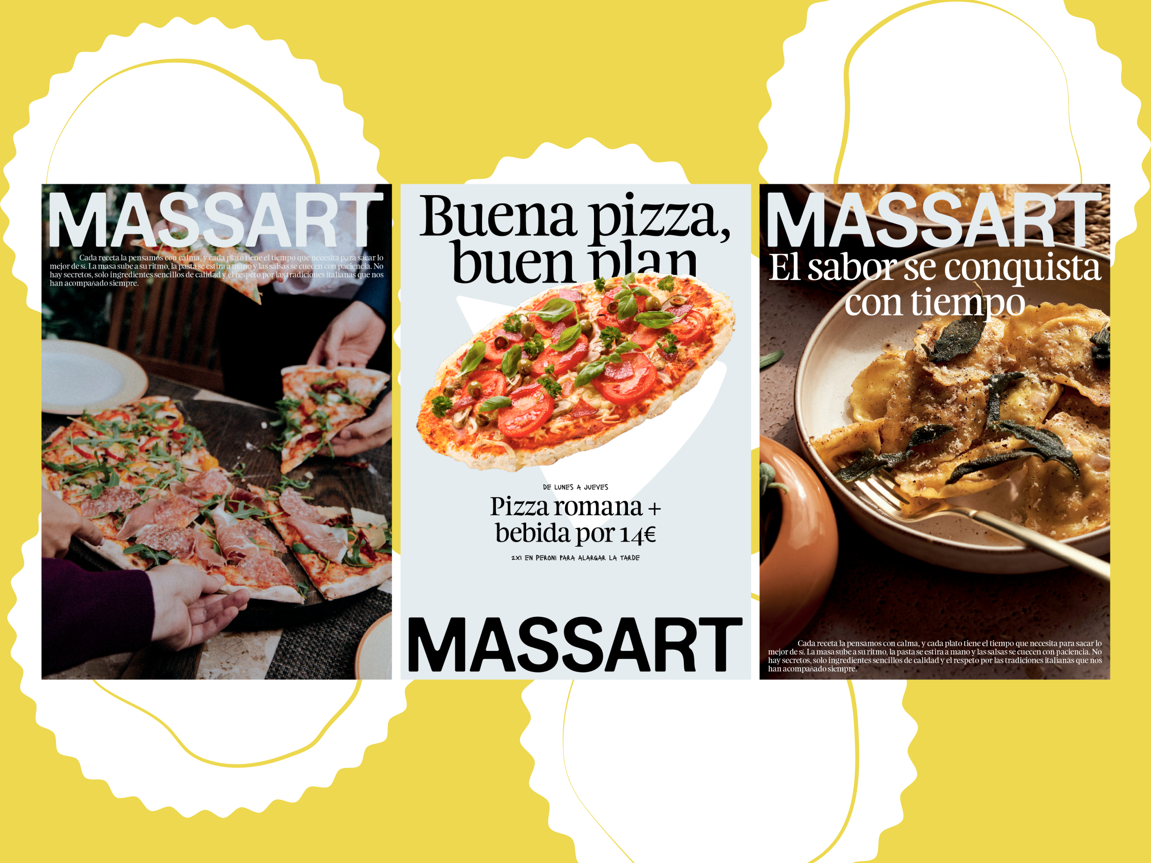 Diseño de señalética, gráfica aplicada al espacio y dirección de arte en el restaurante Massart por Azote.